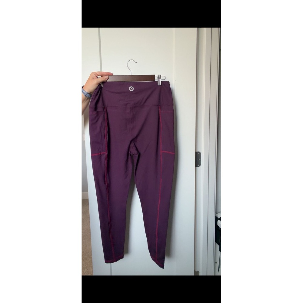 Active Booty  Women's High-Rise Pocket Leggings in Burgundy, Size 1X - Picture 3 of 4
